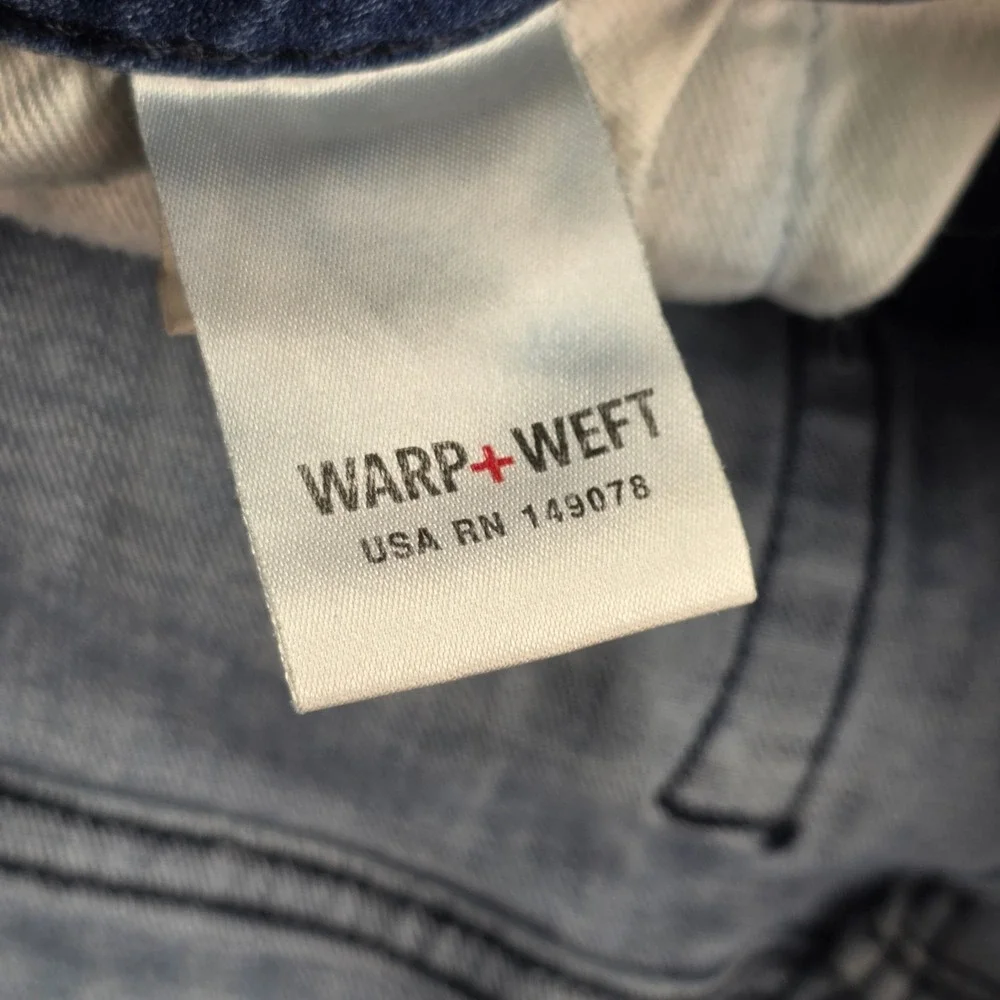 Warp + Weft AMS Amsterdam Slim Jeans Mens‎ 33x32 Sunbleach Blue Stretch Denim